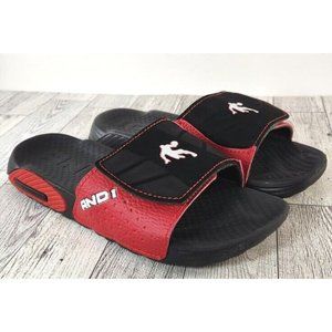 AND1 Essential Youth Slide Sandals Red/Black Adjustable Lightweight Size 2-3